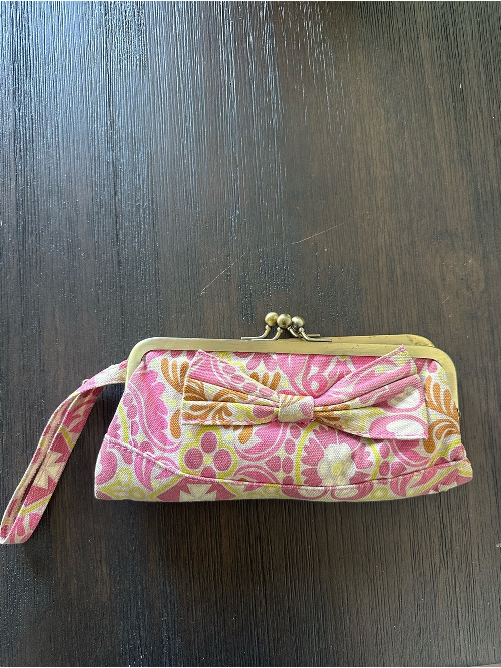 Floral Frame Wristlet in Pink & Green